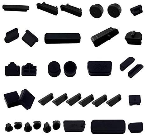 LAMPVPATH 36 PCS Anti-dust Plugs Computer Port Dust Plugs, 19 Types of Computer Laptop Port Dust Covers Stoppers for Computer PC Laptop(36 PCS in 19 Types)-DO NOT Fit MacBook