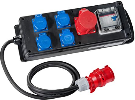 SIROX® Vollgummi VerteilerboxGOTHA mit FI-Schalter Steckdose 230 V~ 4, CEE 16 A, 400 V~ 1