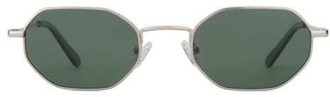 ZENOTTIC Mini Coole Achteckig Sonnenbrille Damen Herren Polarisiert Metall Rahmen Vintage