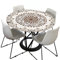 Morbuy Tischdecke Outdoor Rund 120 cm, Elastisch Rund Abwaschbar Tischdecken Wasserabweisend Lotuseffekt Garten Tischdecke Creme Mandala Table Cloth, Ideal für 100cm-110cm