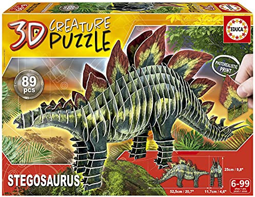 Educa - Stegosaurus, 3D Puzzle für Erwachsene und Kinder ab 6 Jahren, 89 Teile, Dinosaurier (19184)