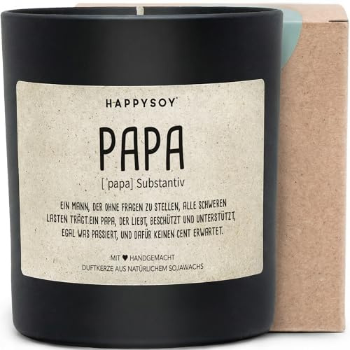 Papa Definition - Duftkerze mit Spruch als Geschenk für Papa, liebevolle Geschenkidee zum Geburtstag oder Vatertag, Kerze im Glas mit blumigem Duft