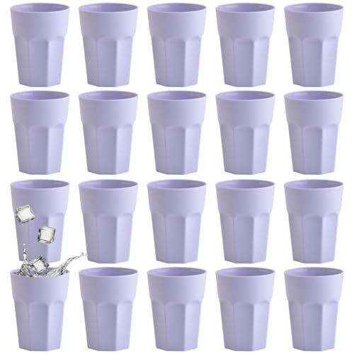 Engelland - 20 x Plastikbecher, Trinkbecher, Flieder/Lila, Pastellfarben, 250 ml, mit Eichstrich, bruchfest, stapelbar, Mehrweg, Kunststoff, BPA-frei, wiederverwendbar, Party-Becher, Trink-Glas