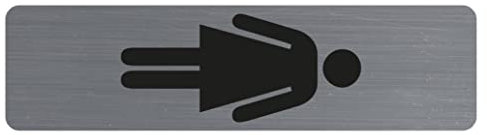 Exacompta - Réf. 67168E - 1 plaque de porte adhésive verticale Dame - Plaque murale imprimée de signalisation - Sur tous supports - Aspect aluminium brossé - Dimensions : 4,4 x 16,5 cm