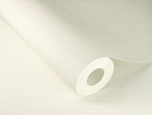 Rasch Tapete 537604 - Weiße Vliestapete Uni mit feiner Linien-Struktur, Kollektion Curiosity - 10,05m x 0,53m