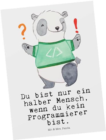 Mr. & Mrs. Panda Postkarte Programmierer Herz - Geschenk, Computerfachmann, Ansichtskarte, Softwarentwickler, Computerfreak, Ausbildung, Rente,