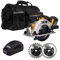 JCB 18V Powerful Circular Saw 5.0Ah Lithium-ion Battery in 20 Kit Bag with 24T TCT, 40T TCT Saw Blades, Battery, Charger and 3 Year Warranty