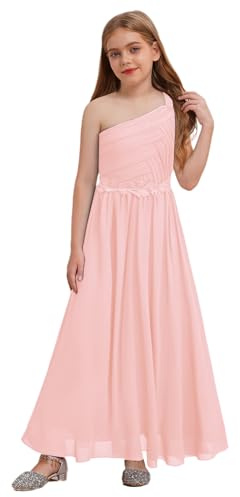 IEFIEL Robe Fille Mariage Princesse Une épaule Enfant Robe Demoiselle Honneur Une épaule Robes Bustier Cérémonie Dentelle Jupe Longue
