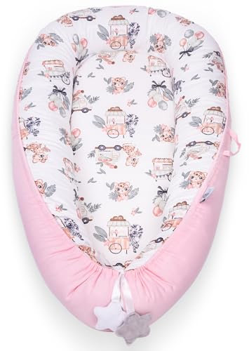 YGJT Nido de bebé para recién nacido, tumbona para niños de 0 a 12 meses, nido de bebé 100% algodón, artículos esenciales para recién nacidos, regalos para bebés (adorable ciervo rosa)