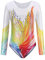 Cucudy Girls Leotard White Yellow Gradient Color Sparkling Long Sleeve Dance Ballet Gymnastics Athletic for Little Girls 5-12 Years