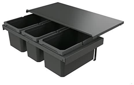 Naber 8013383 Abfallsammler Cox Stand-UP® 250 S/800-3, anthrazit, 36 (1x10/2x13) Liter / 80 cm Schrankbreite