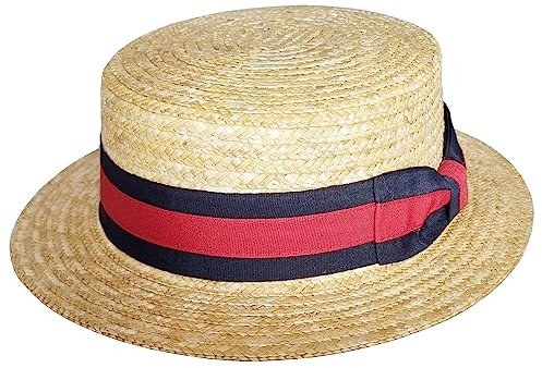 Straw Boater Hat Oxford Sun Hat Sailor Skimmer Cap Size S, M, L, XL (as8, Alpha, x_l) Natural
