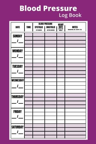 Blood Pressure Log Book: Simple Daily Blood Pressure Log - Monitor and Record Blood Pressure at Home - Purple Cover With 110 Pages (6 x 9 Inches) - Perfect For Side Table or Bag!