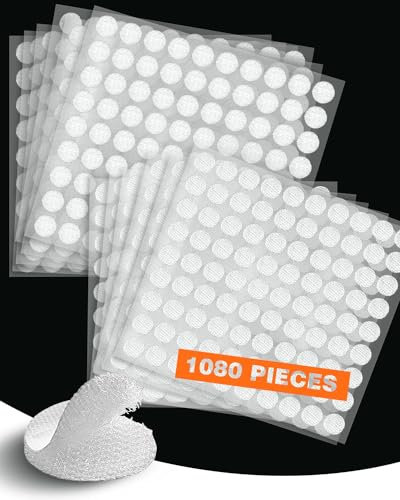 540 Coppie Tondini Adesivi Tondo 10 mm, CHUNBAI® 1080 Pezzi Velcr Adesivo Tondo, Velcr Adesivo Rotondo Bianco, Biadesivo Tondo, Puntini Adesivi Velcr Dots per Fai da Te, Artigianato