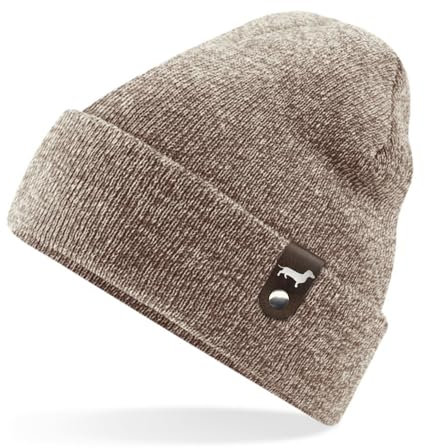 siviwonder Dackel Mütze mit Patch Teckel Gassi Beanie Strickmütze Witzig Spruch Warm Herren Damen Herbst Hund Farbe OatHeather