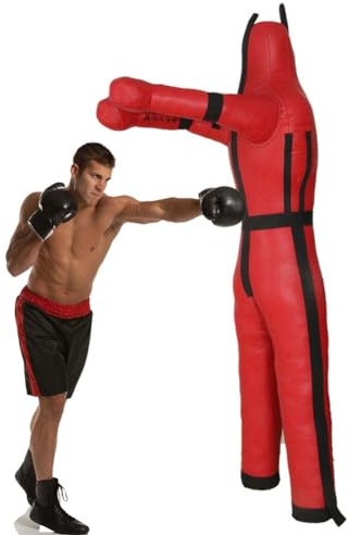 Hanging Grappling Dummy, Judo Punching Bag Dummy, MMA Wrestling Dummy, Grappling Standing Sitting Laying Throwing, for Martial Arts Boxing Karate Training, UNFILLED ( Color : A Red , Size : 180cm )