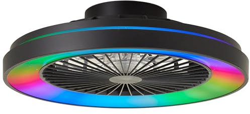 Brilliant LED-Deckenleuchte mit Ventilator, 48,5 cm – Schwarz, Metall & Kunststoff, RGB & CCT-Technologie, Dimmbar, inklusive Fernbedienung