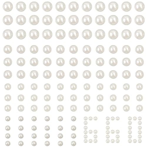 Self Adhesive Back Pearl Stickers, 660 Pcs Pearl Stickers, Flat Back Face Pearl Mixed Size, for Face Beauty Makeup Nail Art Cell Phone DIY Crafts Home Decor Scrapbooking, 3mm/4mm/5mm/6mm
