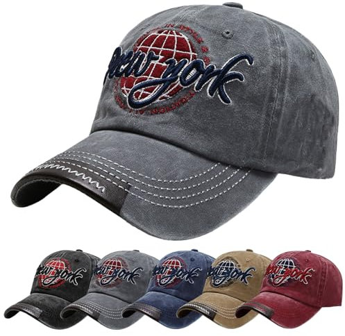 Baynetin Baseballkappe Herren Einstellbare Retro Baseball Hut, Baumwolle Sommerhut Sonnenhut Sportlicher Draußen Kappen Hüte Gestickte Verstellbar Sonnenschutz Basecap (Grau)