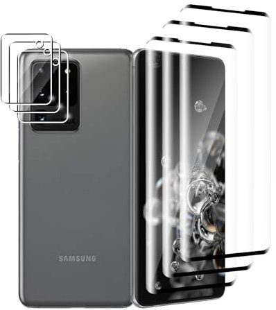 Ydiciv 3+3 Piezas Protector de pantalla para Samsung Galaxy S23 Ultra 5G Cristal Templado, 3 Piezas Vidrio Templado HD y 3 Piezas Protector de Lente de Cámara, Dureza 9H, Antihuellas, Sin Burbujas