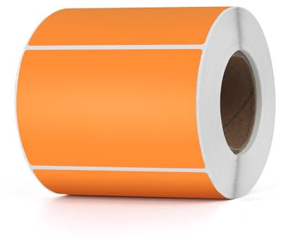 YIKIADA Orange Thermo-Etikett Vinyl 50 × 76 mm Rolle Rechteckig Selbstklebend Adressaufkleber Wasserdicht Aufkleber für Name Barcode QR Code DIY 500 Stück