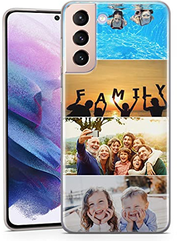 TULLUN Personalised Phone Case for Samsung Galaxy S24 Ultra - Your Own Image Picture Collage Custom Style Soft TPU Rubber Printed Phone Cover - Collage with 4 Photo