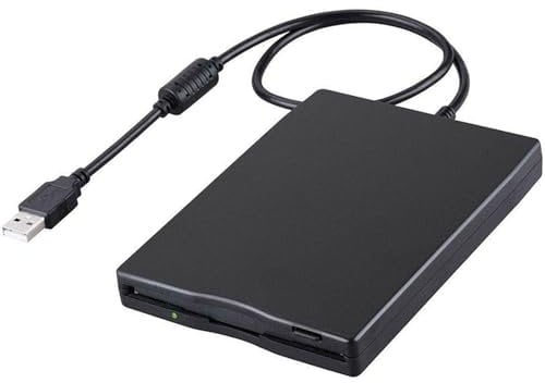 Tragbar Externes USB Diskettenlaufwerk FDD 1,44MB 3.5 Zoll, PC und MAC USB Floppylaufwerk, Extern Entfernbar Disketten Laufwerk Kartenleser Computerzubehör, Windows 11 fähig, Plug and Play Schwarz