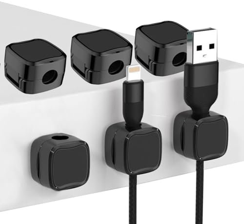Guegine Cable Holder,6 PCS Charging Cable Magnetic Cable Organizer Storage Holder Magnetic Cable Holder Suitable Hide Phone Charging Cable for Bedside Tables Kitchen Appliances Office Supplies (Black), CHS-LLL015
