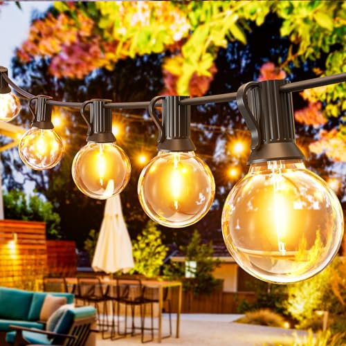 Svater Outdoor String Lights Main Powered 200FT, 60M Linkable Festoon Lights 104 LED G40 Plastic Bulbs Waterppoof IP45 Garden Lights for Patio Backyard Party Wedding Cafe