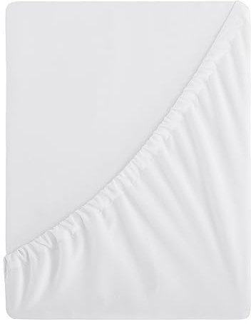 Aisbo Drap Housse 140x190/200 Grand Bonnet 40 cm - Drap Housse 2 Personnes 140x200/190 Matelas en Microfibre Oeko-Tex avec Élastique Tout Autour, Blanc