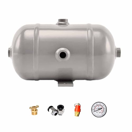 CHZDPP lufttank 0,5 2 4 8 13 15 26 39 Gal Luftkompressor-Tank, Anpassbar Vakuum-Entgasungskammer-Bausatz mit Installationszubehör, Verdickter Kohlenstoffstahl Lufttank(2L/0.5Gal)