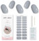 JMEOWIO Semi Cured Gel Nail Strips Grey Gel Nail Stickers Nails Art Design Decoration Accessories