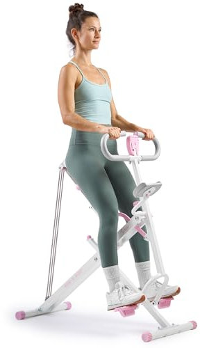Sunny Health & Fitness Smart Upright Row-N-Ride® Trainingsgerät, Squat Assist Trainer für Gesäßmuskeln & Ganzkörper-Cardio-Workout in Rosa - P2100SMART
