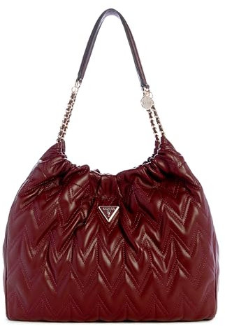GUESS Damen EDA Large Hobo, Schultertasche, Burgunder