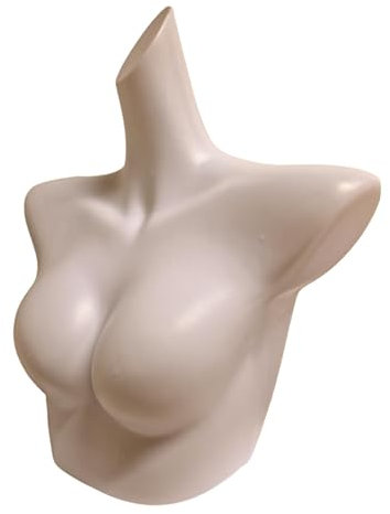 Schaufensterpuppe Oberkörper weiblich für Präsentation von BHs, Tops, Ärmelloses Racerback und ähnlichen Kleidungsstücken | Damen Torso mit Hals aus Kunststoff in weiß | Schaufensterfigur Oberteil