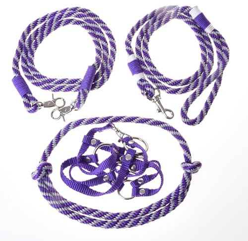 LarDen Hobby Horse Zubehör Set Start - Halfter mit Strick, Halsring, Zügel für Große S Steckenpferd - Lila, Stockpferd StarterSet, Hobby Horsing Pferd, Spielzeug Kinder, Spielpferd Führstrick