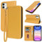 Havaya For iPhone 11 Case Compatible with Card Slot for iPhone 11 Flip Case with Strap Short Wallet Men and Women - Yellow