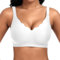 Cavotor Non Wired Support Bras for Women Wireless Push Up Bra Large Breasts Ladies Soft T Shirt Seamless Bra Padded V Neck Bralettes with Extender (White,XL)