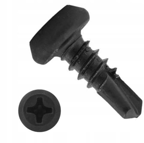 Selbstbohrende Schrauben Typ TEX Profilverbindungsschrauben Metall-Metall Schwarz Profilverbindungsschrauben Trapezkopf PH (3,5 x 9,5 mm - 200 St.)