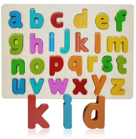 Kairsya Alphabet Puzzle, Montessori, Holzpuzzle für Kleinkinder von 1 bis 5 Jahren, Alphabet Puzzle ABC, Lernspielzeug für Kleinkinder, Spielzeug