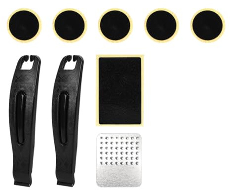 HOUSON Kit de réparation de pneu sans colle pour vélo - Avec rustines, démonte-pneus et lime à jante - Compact (44,5 g) pour VTT/vélos de route