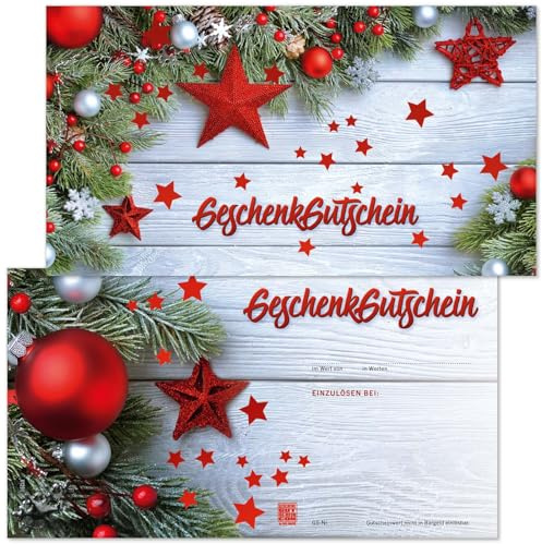 GESCHENKGUTSCHEINcom - 100 Blanko Gutscheine - Formular mit Vordruck für Weihnachten x-mas Firma Einzelhandel X1291-100-V1