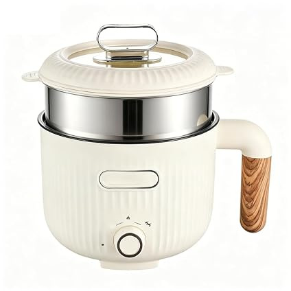 Hot Pot elettrico con vaporiera, padella elettrica 2 L, multicooker antiaderente portatile, mini pentola per zuppe veloce, pentola da viaggio, scodella per pasta, pentola elettrica, ideale per cucina