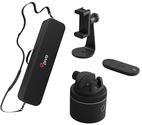 Pivo Equestrian Black Pro Pack, Car Tracking Phone Holder, 360° Rotation for Content Creator, Vlogging Hands-Free Video Recording with Remote Control, Tripod, Smart Mount, Classic Case