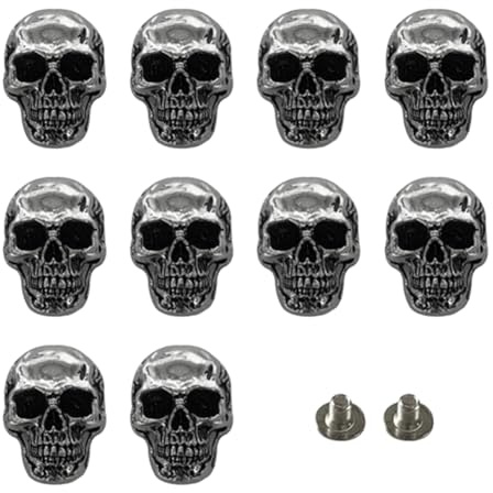 ISTOVO Decorative Black Skull Conchos, 10-Piece Set for DIY Leather Crafting and Decor