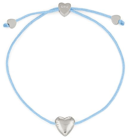 Copenhagen STUDIOS Bracelet Balloon Hearts - Damenarmband mit Nylonband & Herzanhänger aus poliertem Edelstahl - stufenlos verstellbar