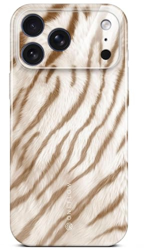 ONEFLOW Wild Cover für iPhone 17 Pro Hülle mit Animal Print, Designer Case Handy Schutzhülle mit Kameraschutz, Tiere Muster Hardcase dünne Handyhülle, Caramel Tiger Beige