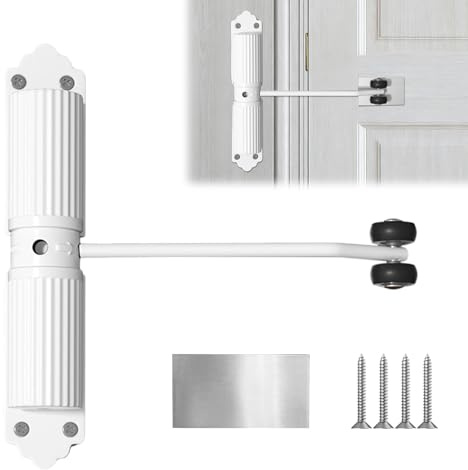 Forbabe Edelstahl Automatischer Türschließer Einstellbar Zimmertür (Weiß) | Türschliesser für Innen- und Außenbereich mit 4 Schrauben und Einstellhebel Door Closer für Büros Gartentore