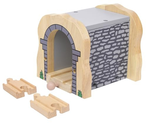 Holzeisenbahn Grauer Tunnel Set mit 2 Kurzen Geraden, Holzeisenbahn Zubehör
