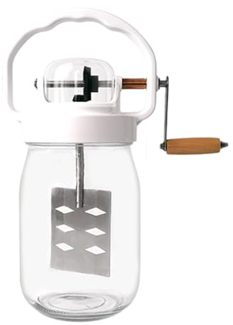 Batidora de mano manual | Batidora de mantequilla manual con una capacidad de 1500 ml | con batidora de huevo de botella de vidrio - Adecuado para la preparación de pasteles, niños, alimentos, harina